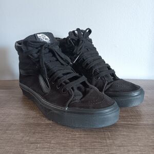 Vans SK8-Hi Unisex Mono Black Canvas Skate Sneakers Shoes Men US 8 Women US 9.5
